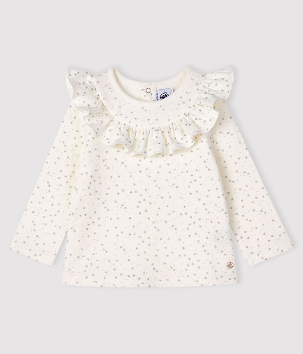Blouse met lange mouwen babymeisje wit/grijs