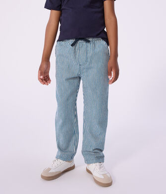 Pantalon enfant en coton &agrave; rayures