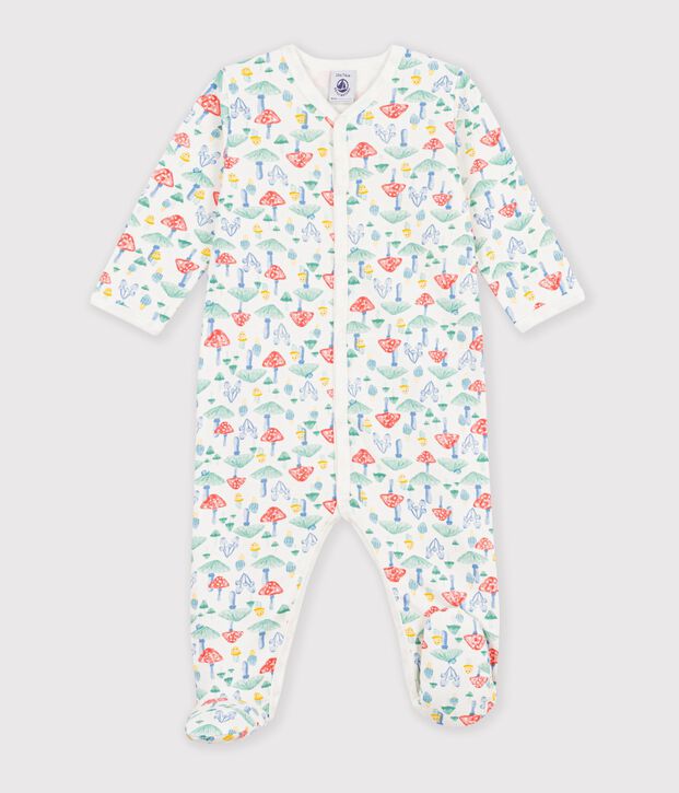 Pyjama b&eacute;b&eacute; en molleton imprim&eacute; champignons blanc/multicouleur