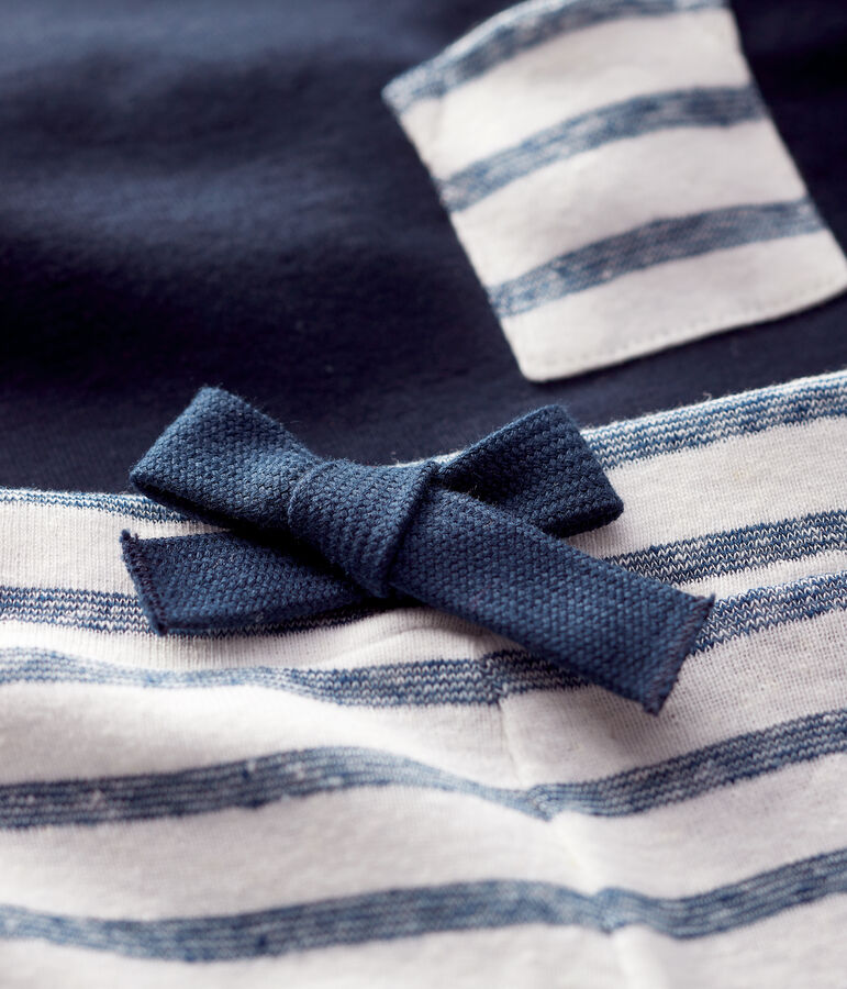 Katoenen linnen T-shirt/short voor babyjongens blauw/wit