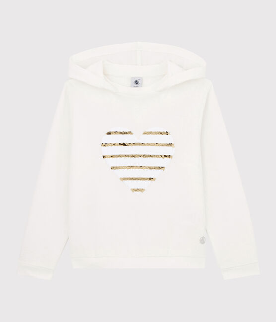 T-shirt met capuchon meisjes kinderen wit MARSHMALLOW