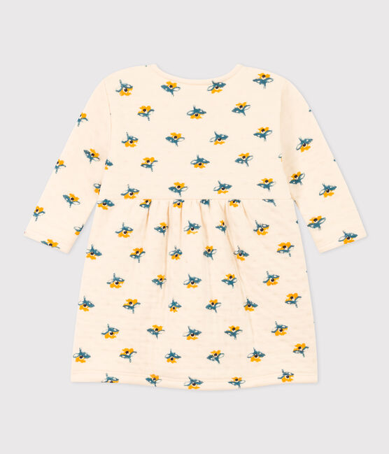 Jurk met lange mouwen in doorgestikte tubic met print voor baby's wit AVALANCHE/ MULTICO