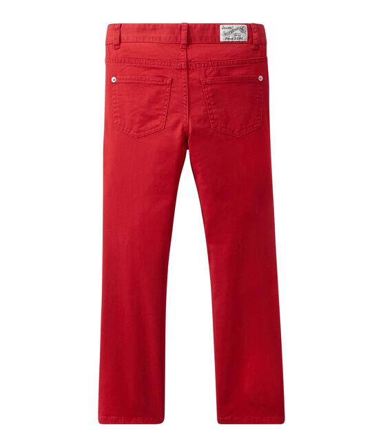 Gekleurde jeansbroek voor jongens rood TERKUIT