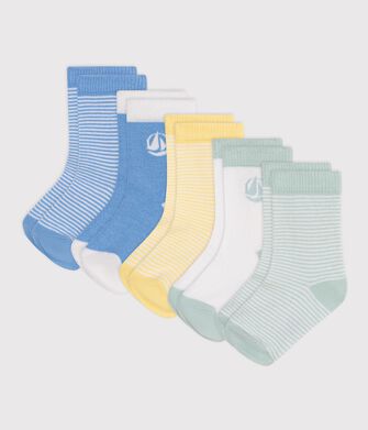5 paires de chaussettes b&eacute;b&eacute; en coton &agrave; rayures