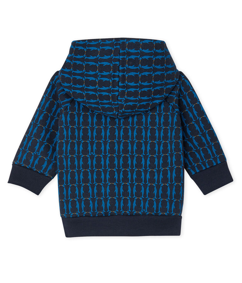 Sweatshirt &agrave; capuche b&eacute;b&eacute; gar&ccedil;on en molleton imprim&eacute; et doubl&eacute; de sherpa bleu SMOKING/blanc MULTICO