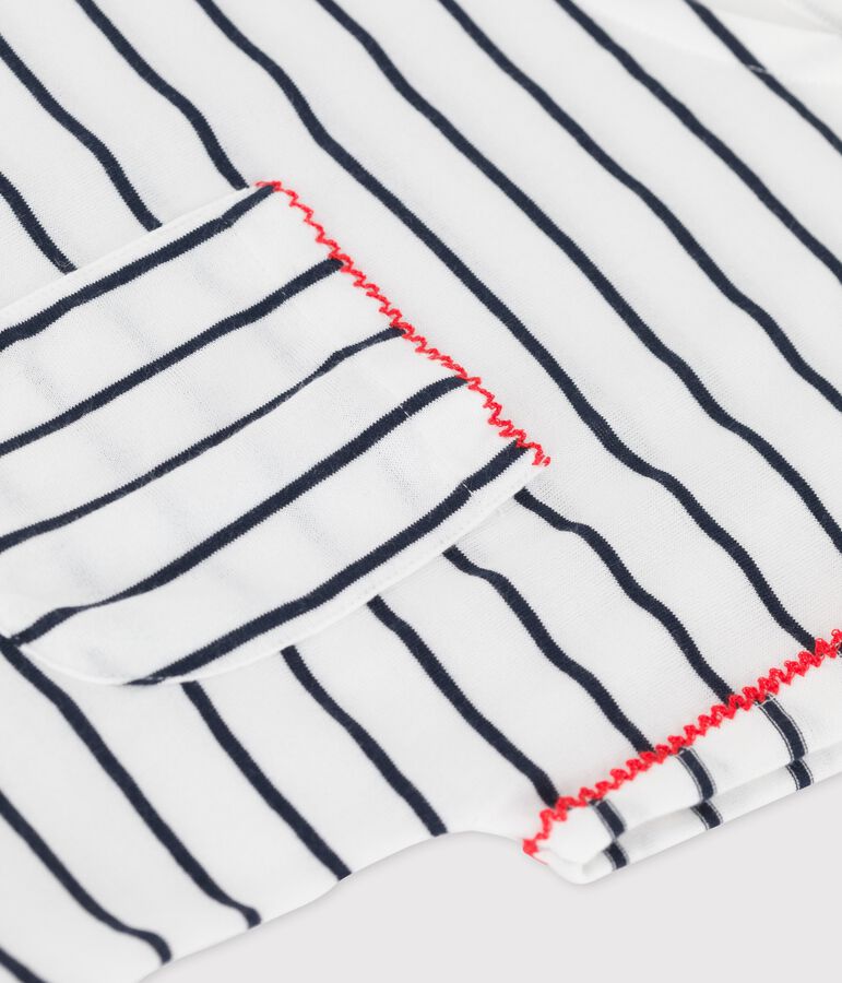 Robe manches courtes en coton enfant fille blanc/bleu