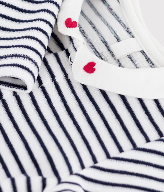 Pyjama bébé en velours à col imprimé blanc MARSHMALLOW/bleu SMOKING