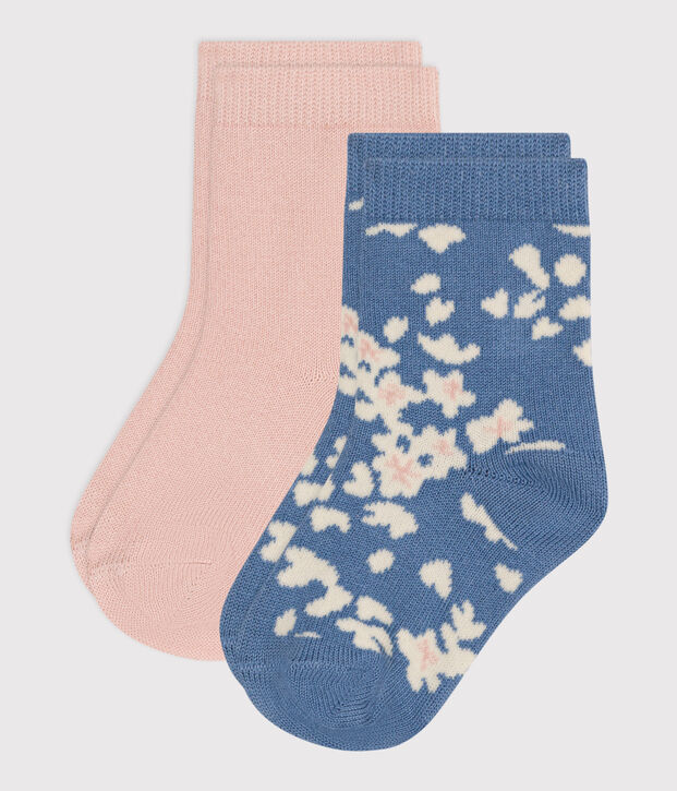 Set van 2 paar babysokken in katoen met bloemetjes multicouleur