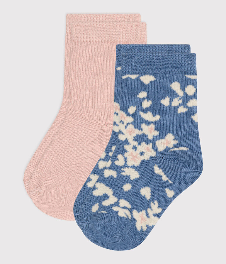 2 paires de chaussettes en coton fleurs b&eacute;b&eacute; multicouleur