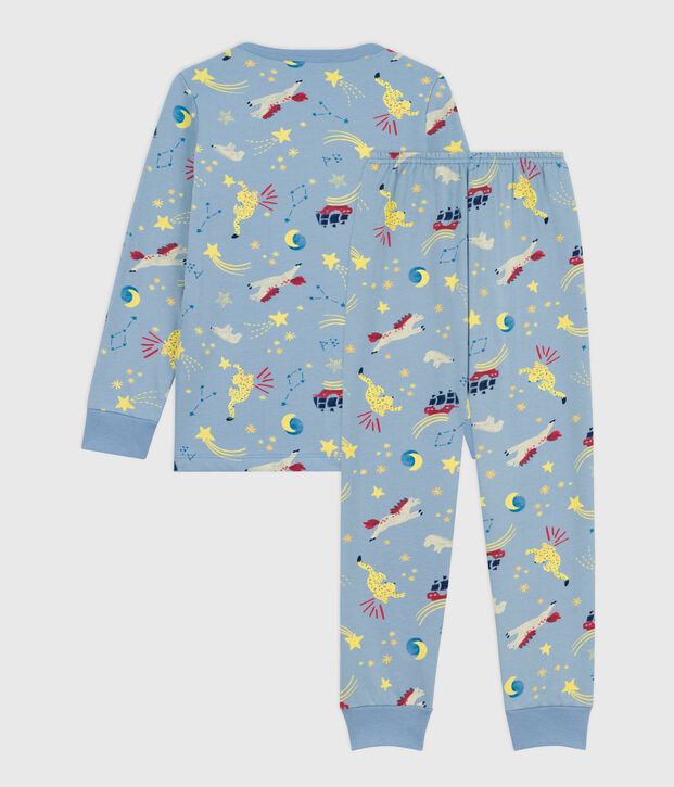 Kinderpyjama van fleece met print blauw/multicouleur
