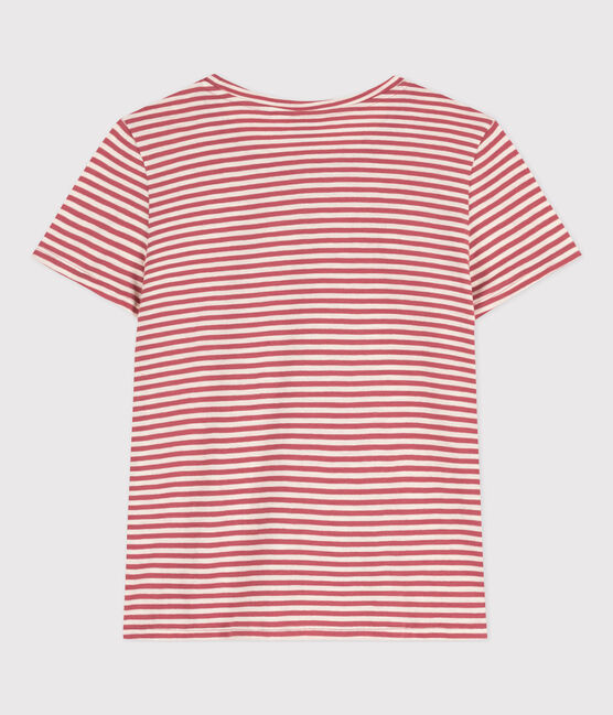Tee-shirt LE DROIT col rond en coton Femme rose PAPI/beige AVALANCHE