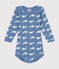 Katoenen body met lange mouwen en kraagje voor baby's blauw BEACH/ MARSHMALLOW