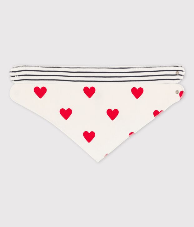 Set van 2 babyslabbetjes met hartjes in katoen multicouleur