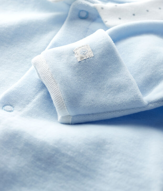 Blauwe babypyjama met kraag van biologisch katoenfluweel FRAICHEUR