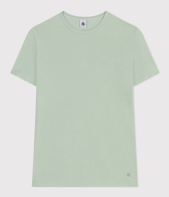 L'Iconique, katoenen T-shirt voor dames met kartelrandje groen HERBIER