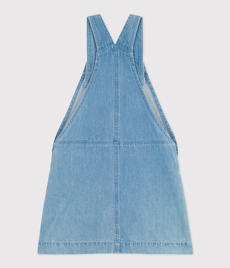 Salopettejurk van licht denim voor meisjes blauw DENIM CLAIR