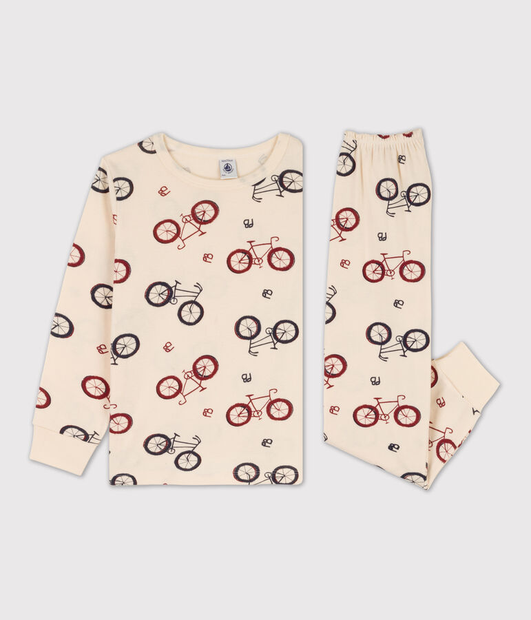 Katoenen jongenspyjama met fiets wit AVALANCHE/ MULTICO