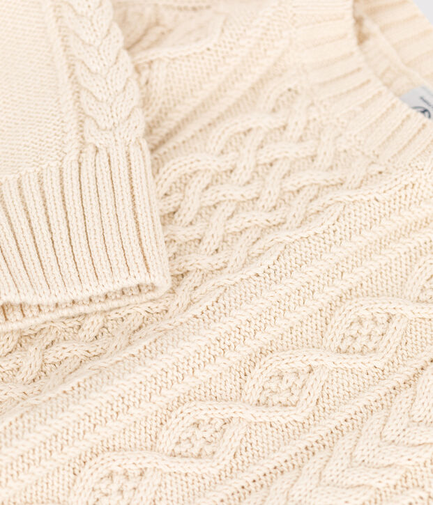 Ierse trui voor jongens/meisjes in katoen ecru