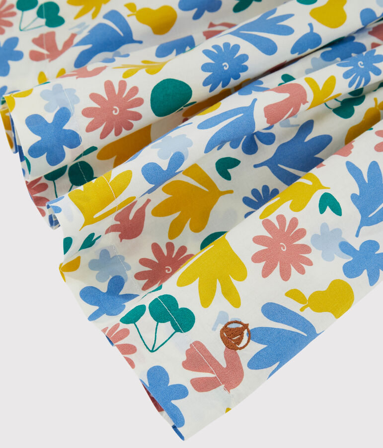 Robe manches courtes en popeline enfant fille blanc/multicouleur