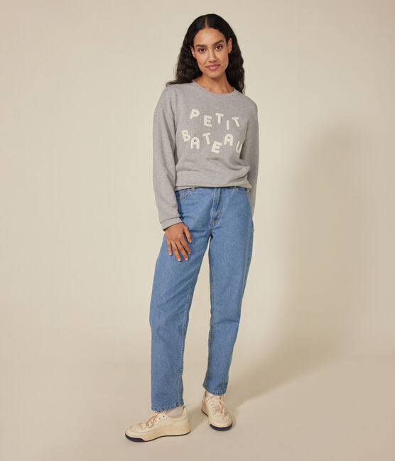 Fleece sweatshirt voor dames grijs CHATON CHINE
