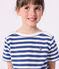Katoenen kinder-T-shirt met korte mouw en streepjes blauw/wit