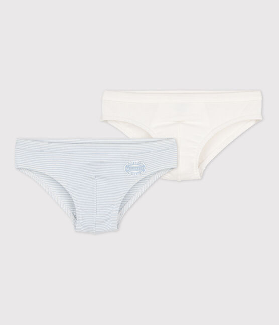 Set met 2 katoenen jongensslips met fijne strepen variante 1