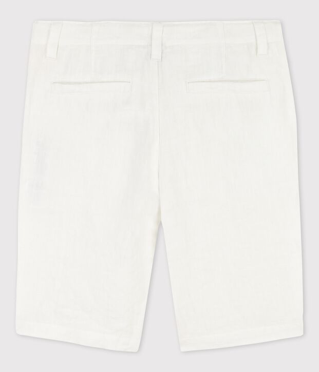 Bermuda en lin enfant gar&ccedil;on blanc