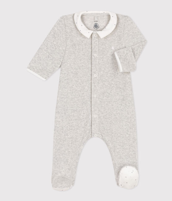 Pyjama bébé  en velours gris BELUGA CHINE