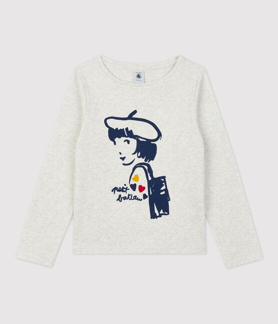 Katoenen meisjes t-shirt met lange mouwen beige MONTELIMAR CHINE