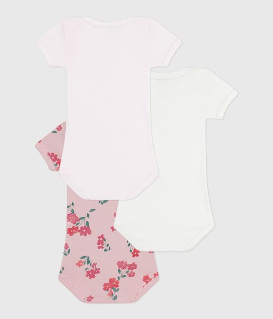 Setje van katoenen babybody's met korte mouw en bloemenprint variante 1