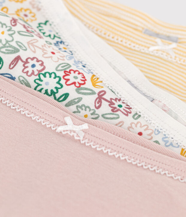 Lot de 3 culottes taille haute fleur en coton enfant multicouleur