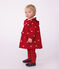 Robe b&eacute;b&eacute; en velours manches longues et broderies motif n&oelig;uds rouge/&eacute;cru