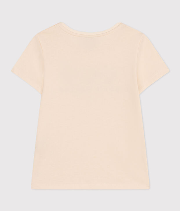 T-shirt van lichte jersey voor meisjes ecru/blauw