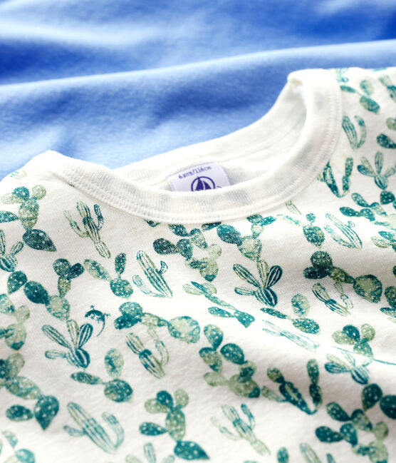 Set van 2 t-shirts met korte mouwen van katoen en linnen met cactus voor kleine jongens variante 1