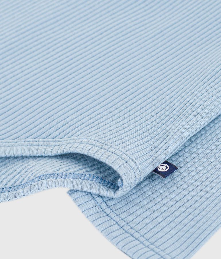 Effen katoenen babybody met rolkraag blauw