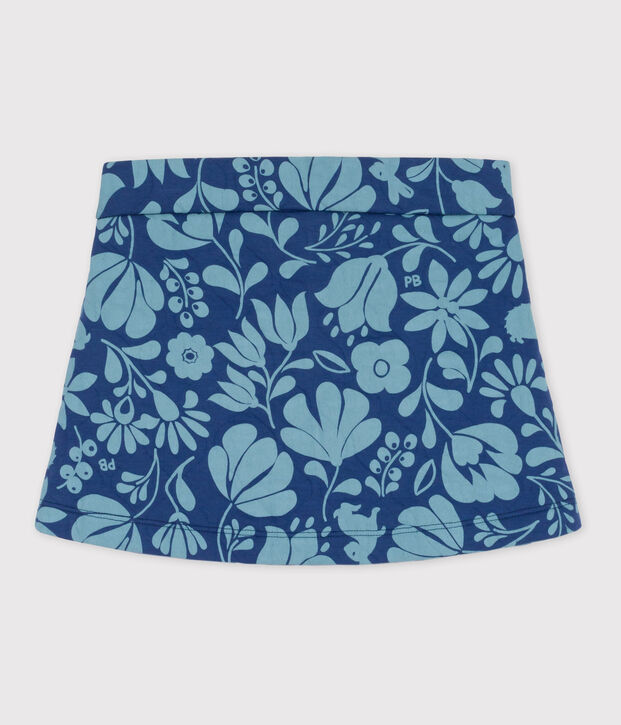 Meisjesrok met print in doorgestikte tubic blauw/blauw