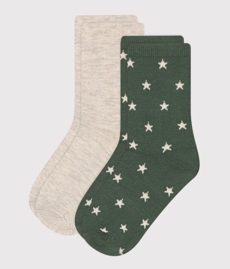 2 paires de chaussettes en coton &eacute;toiles enfant multicouleur