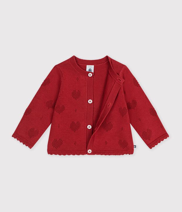 Katoenen babyvestje met hartjesmotief rood