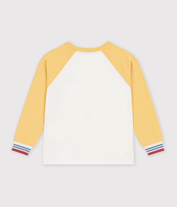 Katoenen T-shirt met lange mouwen en colorblock voor kinderen ecru/multicouleur