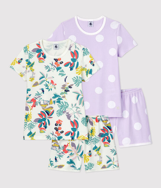 Lot de 2 pyjacourts pois et jungle petite fille en coton variante 1