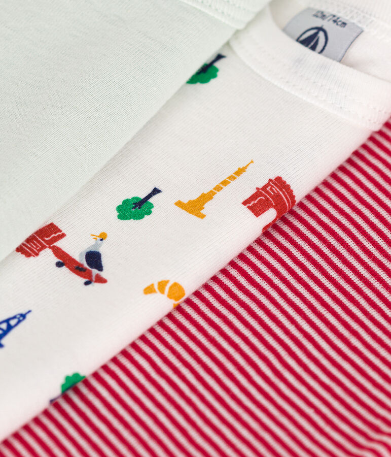 Set van 3 katoenen babybody's met korte mouwen en print van Parijs multicouleur