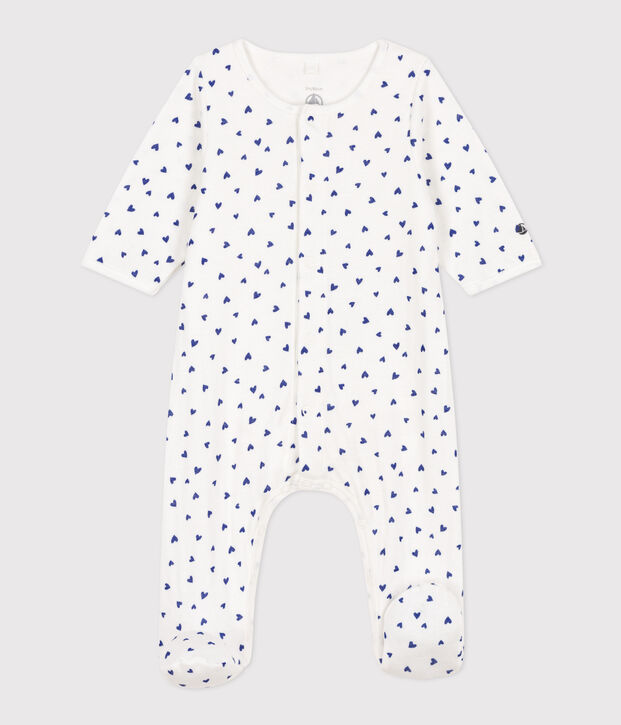 Bodyjama met hart in tubic wit/blauw