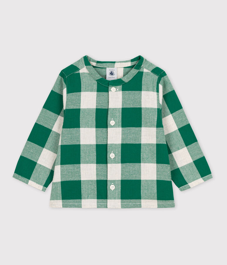 Chemise manches longues b&eacute;b&eacute; &agrave; carreaux en flanelle MATCHA/&eacute;cru