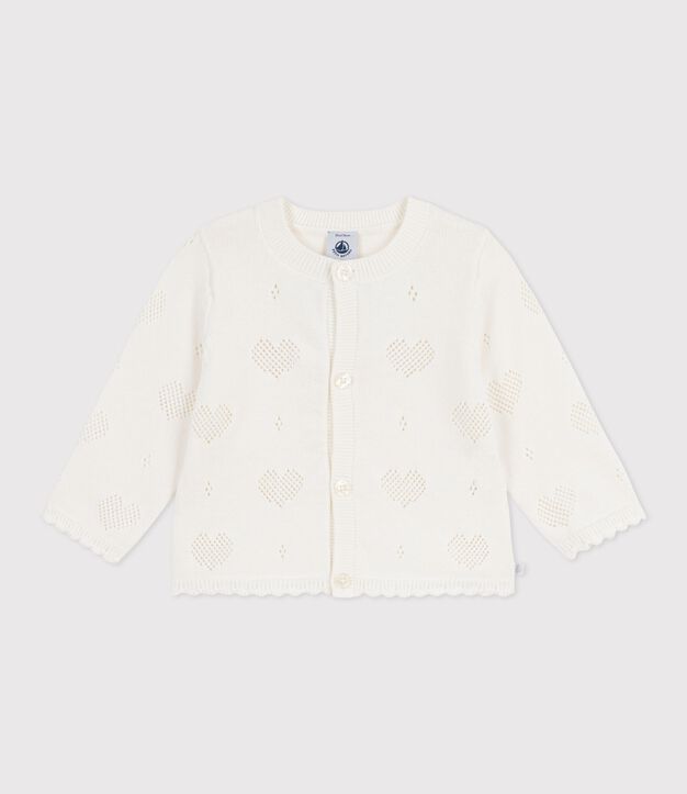 Katoenen babyvestje met hartjesmotief wit