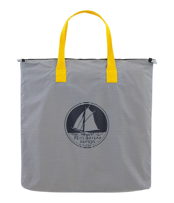 Iconische milleraies gestreepte boodschappentas van ultra licht polyester. blauw SMOKING/wit MARSHMALLOW