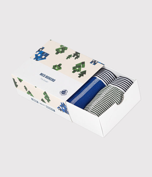 Lot de 3 boxers chalet en coton petit gar&ccedil;on multicouleur