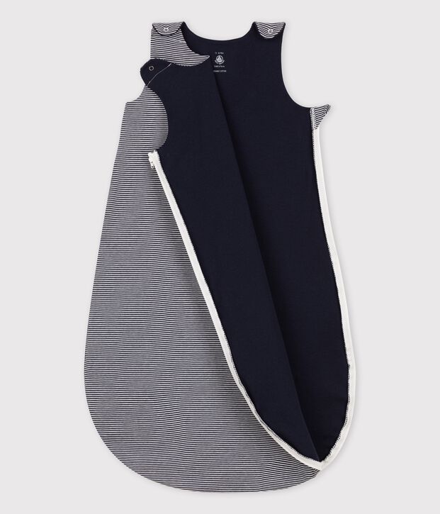 Gestreepte katoenen babyslaapzak TOG 0,5 blauw/wit