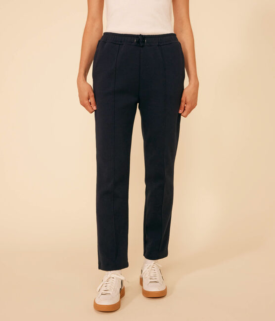 Pantalon en coton et élasthanne femme bleu SMOKING
