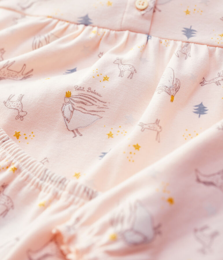 Pyjama petite fille imprim&eacute; princesse en coton rose/multicouleur