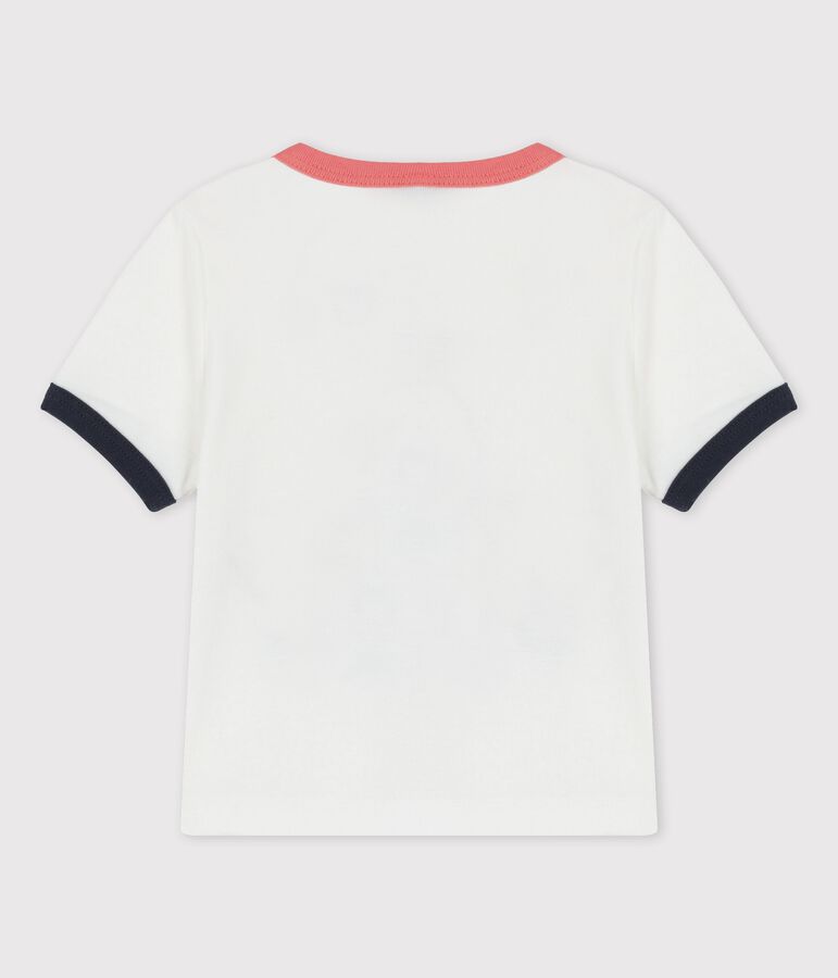 Tee-shirt manches courtes avec motif en coton bio b&eacute;b&eacute; blanc MARSHMALLOW
